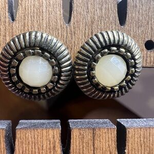 Vintage-Inspired Gold and Cream Stud Earrings